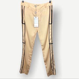 NWT Vero Moda Trousers Peach Black Striped Pants Ankle Length Amber Slim Leg New